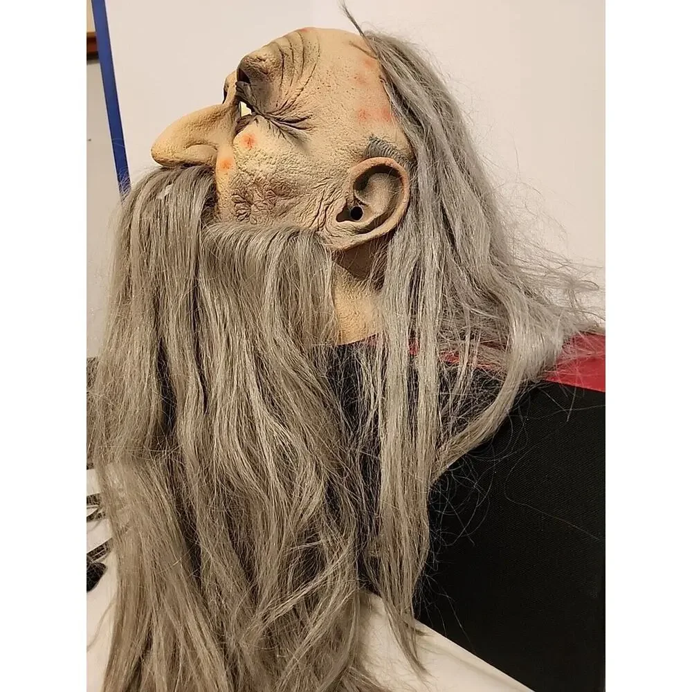 TROLL MASK 1996 Vintage LONG HAIR & BEARD LOTR Old Man PAPER MAGIC GROUP Prop